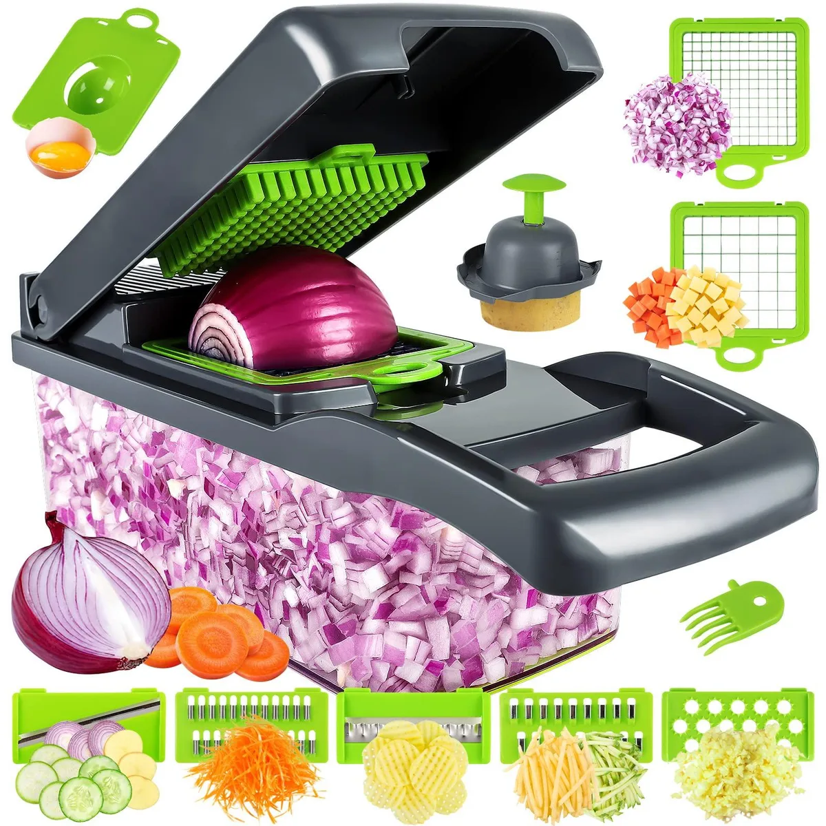  MAIPOR vegetable chopper 13 in 1 8 blades 1.2L container — product photo