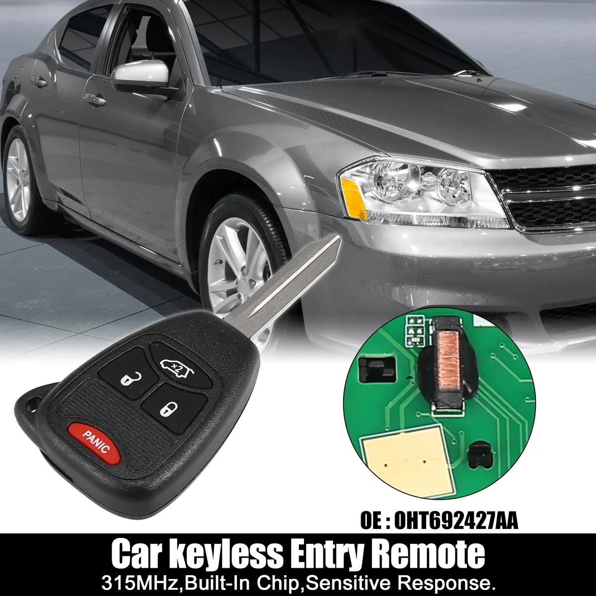 Unique-Bargains Unique-Bargains Replacement Keyless Entry Remote OHT692427AA 315MHz 4 Button with Door Key — product photo