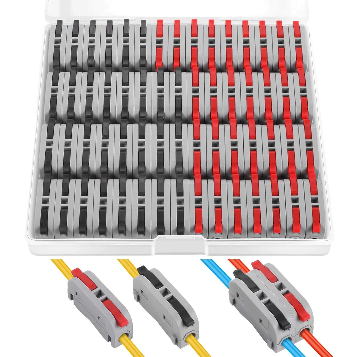 Lever Wire Cap Connectors 60 pcs Black Red 28-12 AWG — product photo