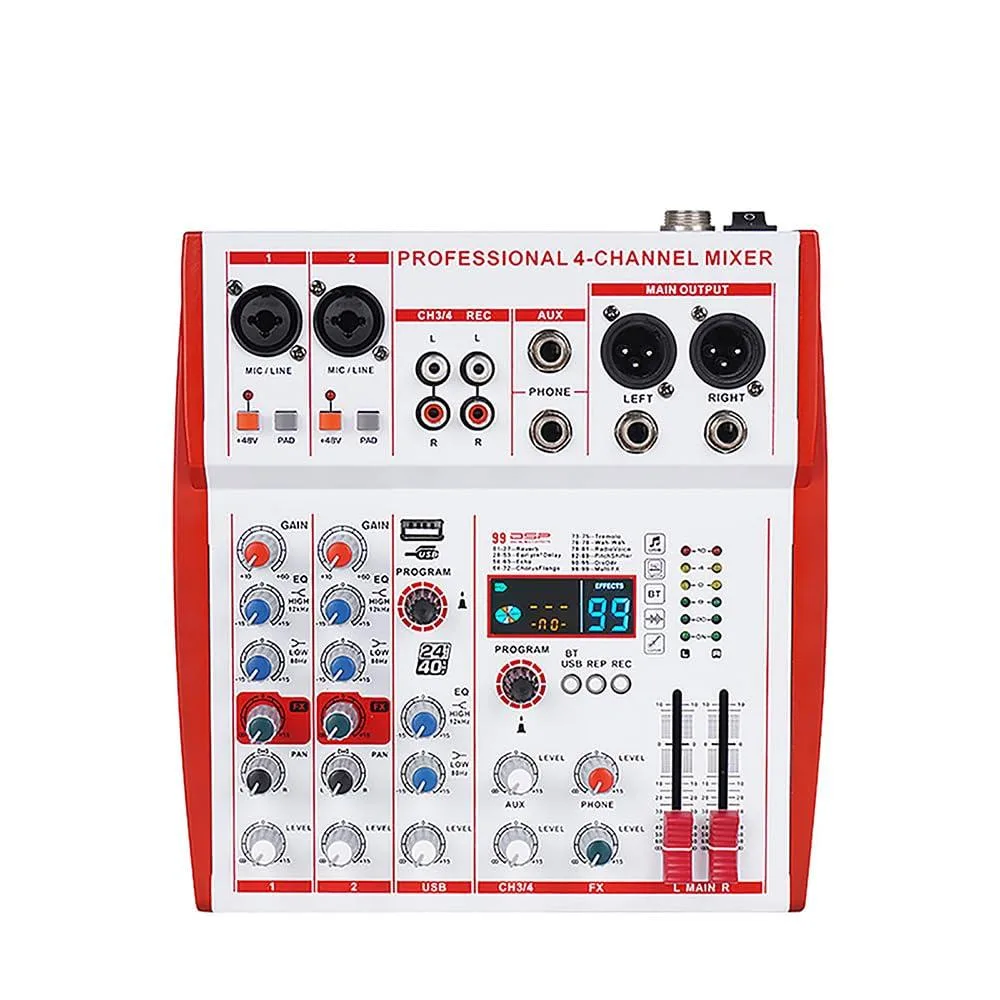  Doslnlya MW-4 WHITE 4-Channel Audio Mixer Bluetooth 5.0 — product photo