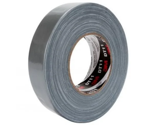 Silver duct tape roll 48mm wide 54.8m long 11 mil thick polyethylene coated cloth