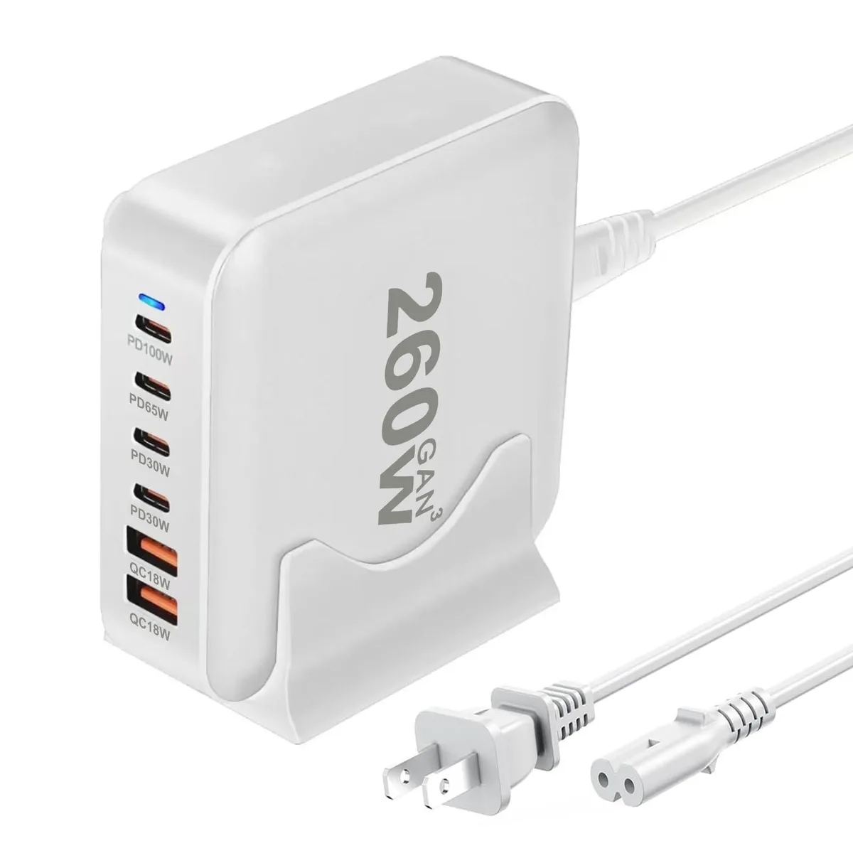  CIVIE YMS-666 260W 6-Port GaN III USB Charger White — product photo