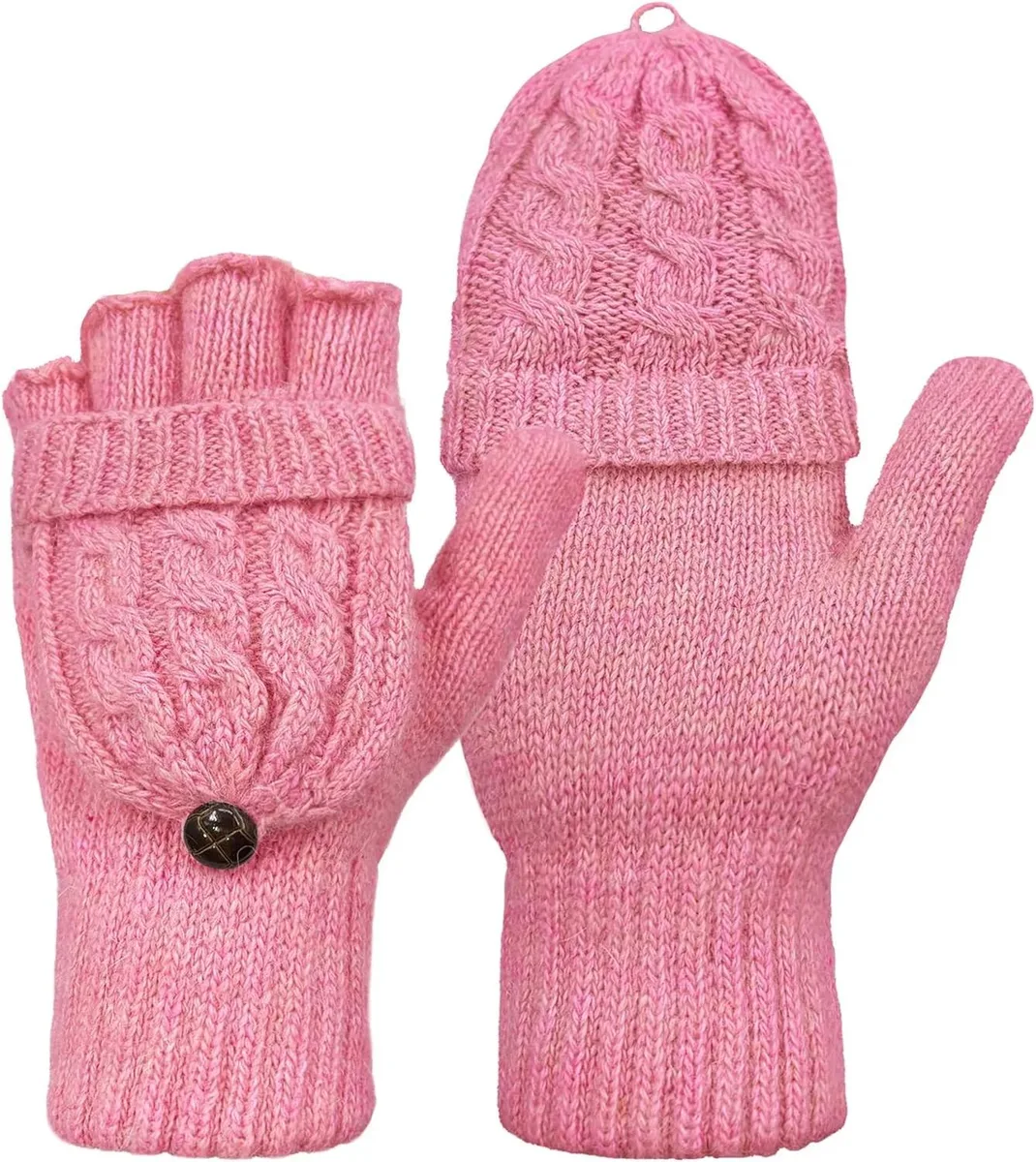 Tanvia Tanvia Fingerless Convertible Mittens Pink — product photo