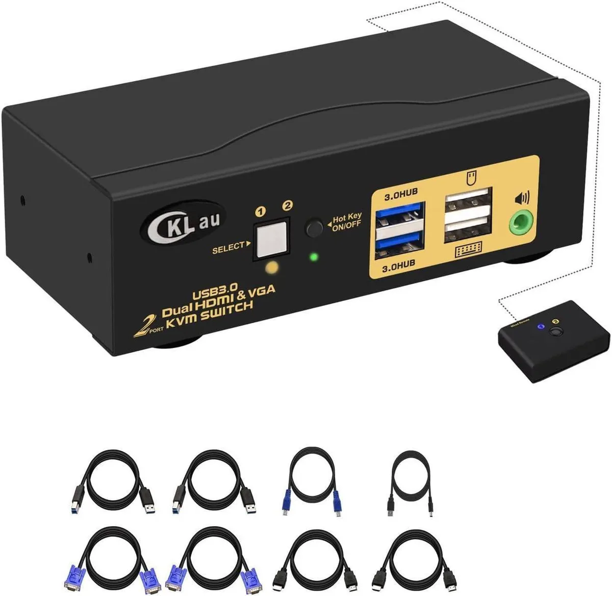 Vszerda Vszerda 2-Port Dual Monitor KVM Switch HDMI VGA USB 3.0 4K@60Hz — product photo
