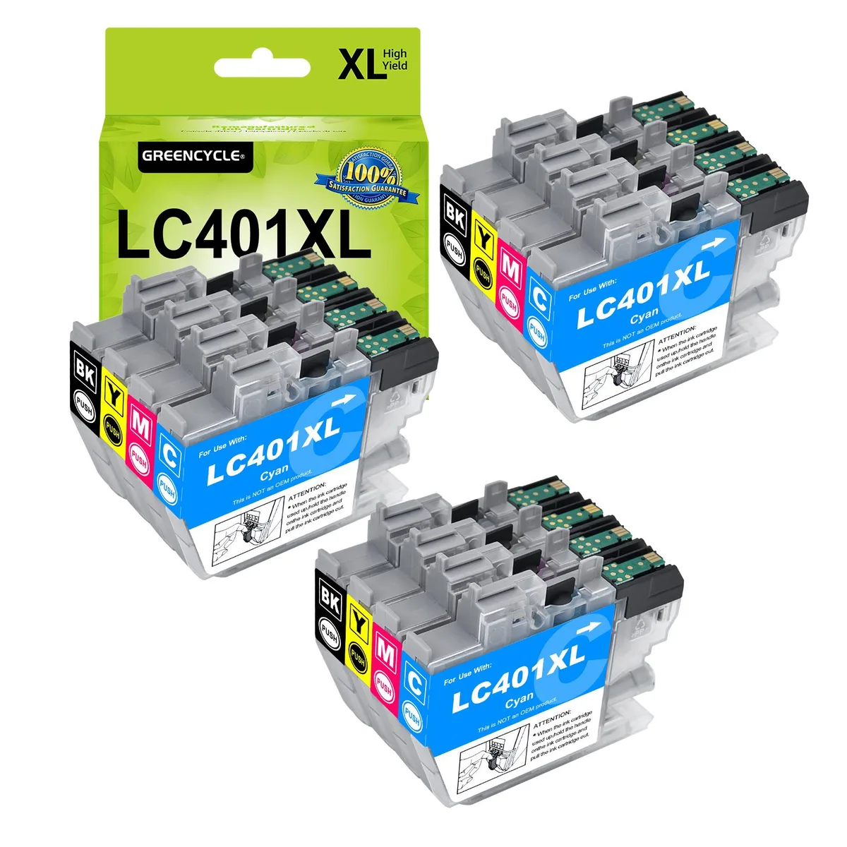 GREENCYCLE GREENCYCLE LC401XL ink cartridge 12 pack Black/Cyan/Magenta/Yellow — product photo