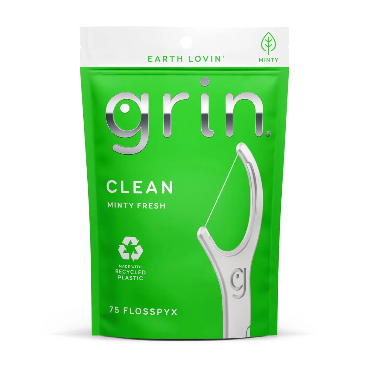 Green floss-pick pack of 75 with minty floss and fold-back picks