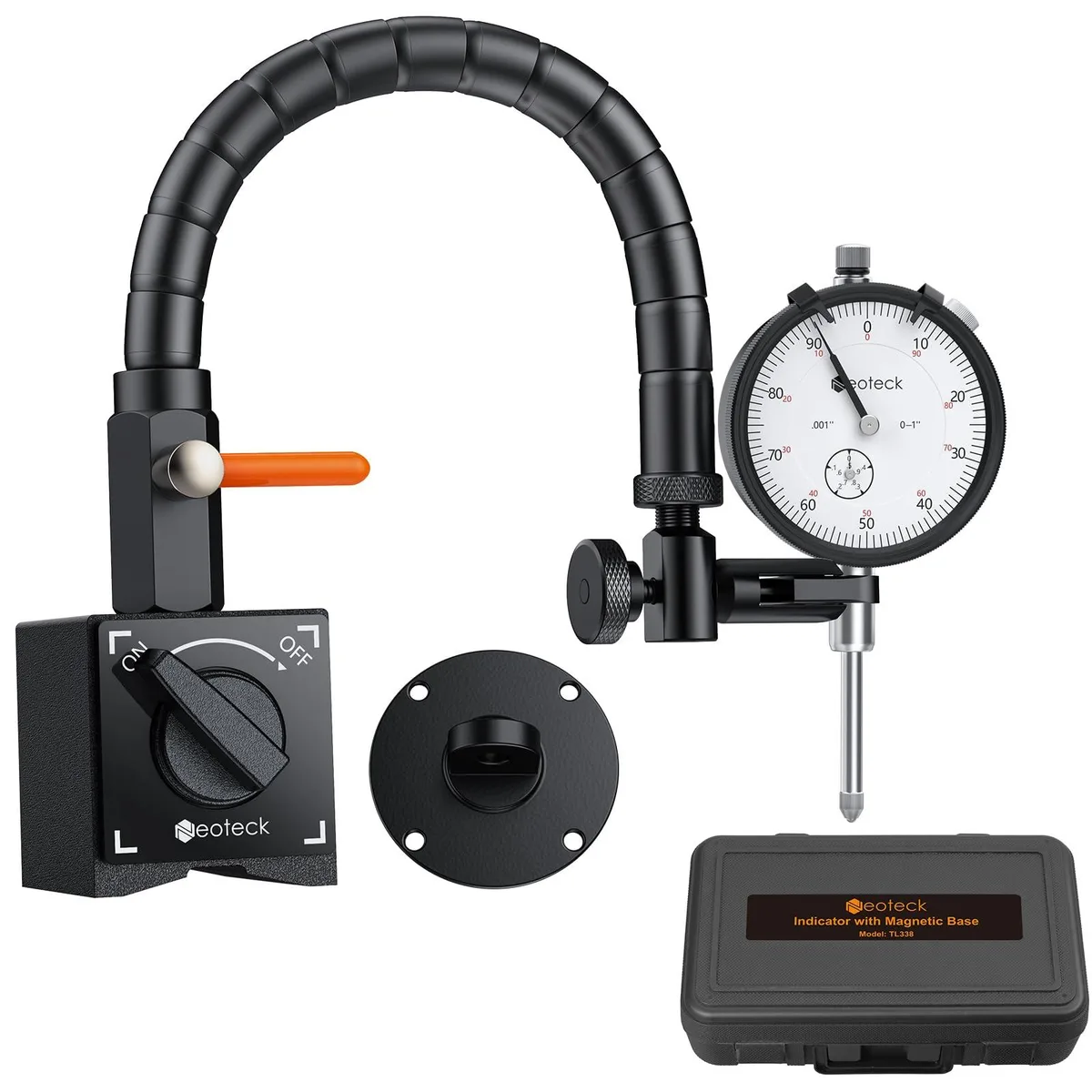 KEHIPI KEHIPI 0-1" 0.001" Dial Indicator 13.5" Flexible Arm 176lbs Magnetic Base — product photo