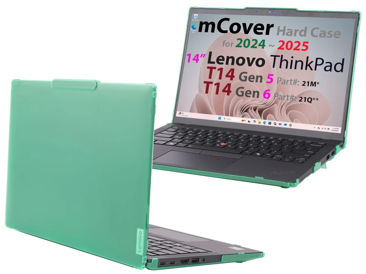 GSM Outdoors GSM Outdoors 2 in 1 Accessory Hard Case Green for 14" ThinkPad T14 Gen 5/6 P14s Gen 5/6 AMD 180 Hinge — product photo