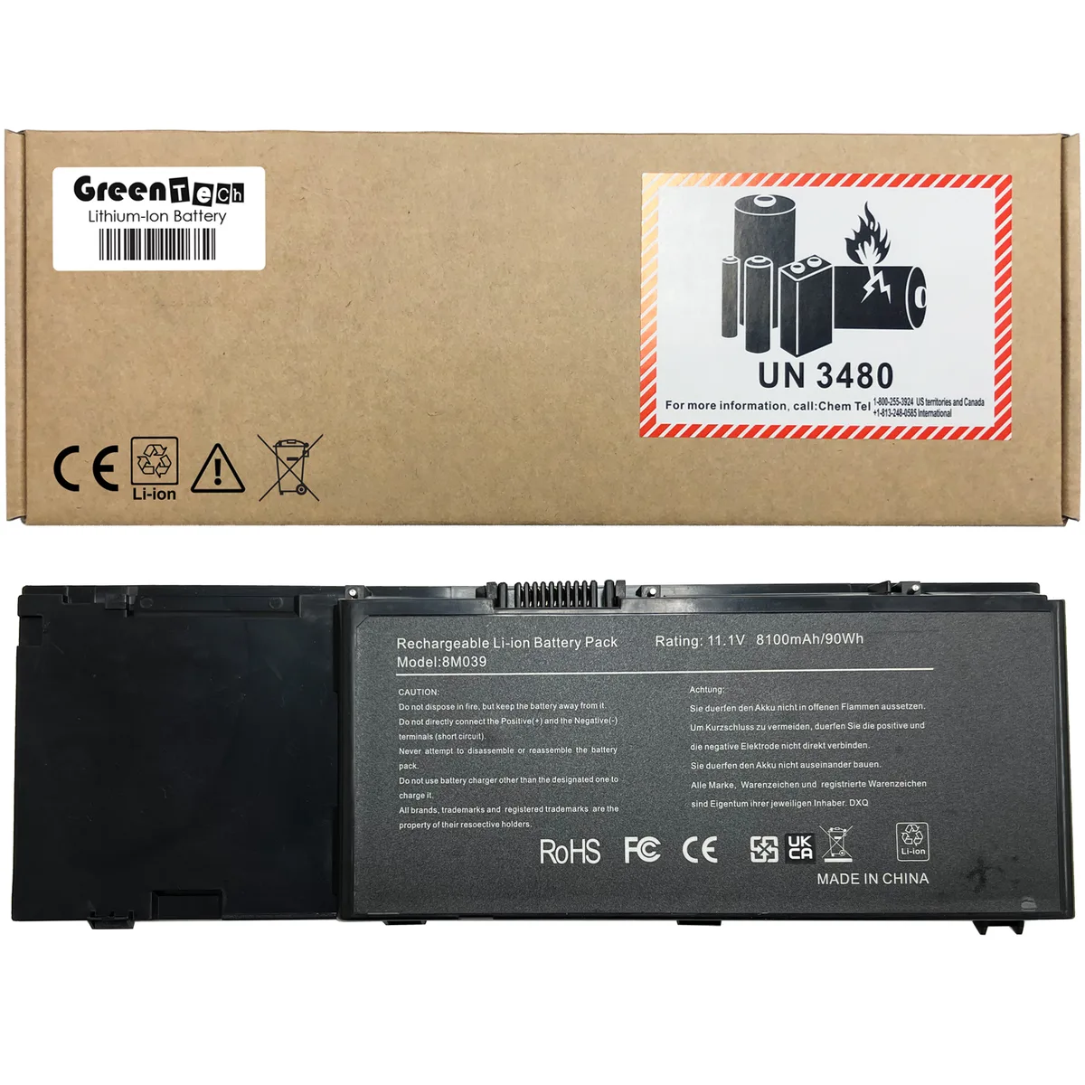 GreenTechLLC GreenTechLLC 8M039 11.1V 8100mAh 9-cell laptop battery silver — product photo