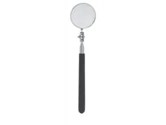 Round glass mirror on telescoping stainless handle with cushion grip
