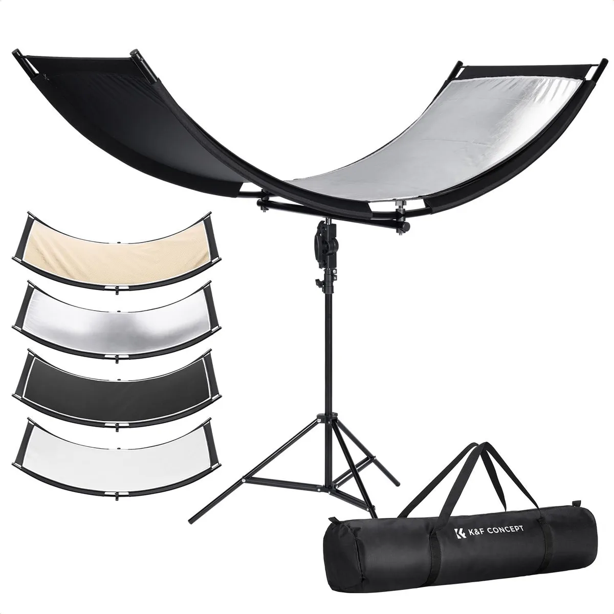  K&amp;F CONCEPT U-Shape Curved Reflector 180x60cm 4-in-1 with 1.9m Stand — product photo
