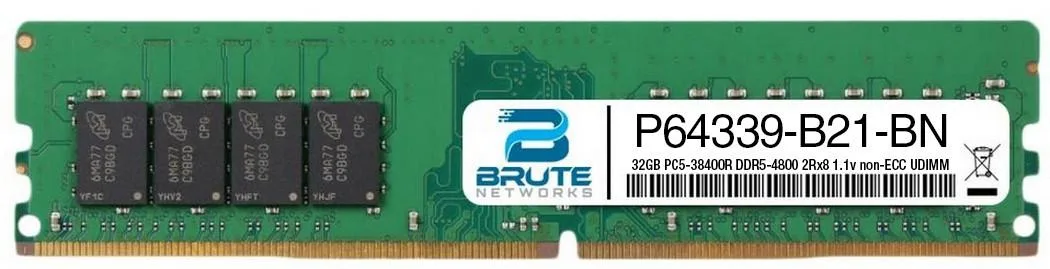 Brute Networks Brute Networks 32GB DDR5-4800 2Rx8 non-ECC UDIMM P64339-B21 — product photo