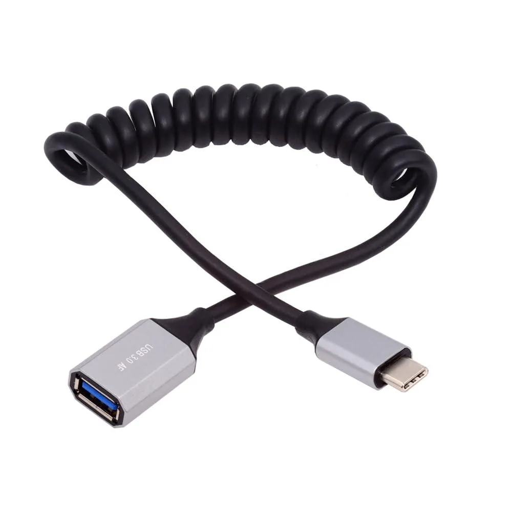 Fervit Fervit USB-C to USB 3.0-A Female OTG Coiled Cable 100cm 5Gbps — product photo