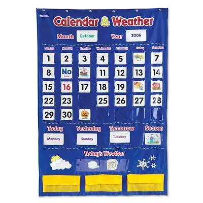 Learning Resources Learning Resources LER2418 Calendar &amp; Weather Pocket Chart with 136 Cards — product photo