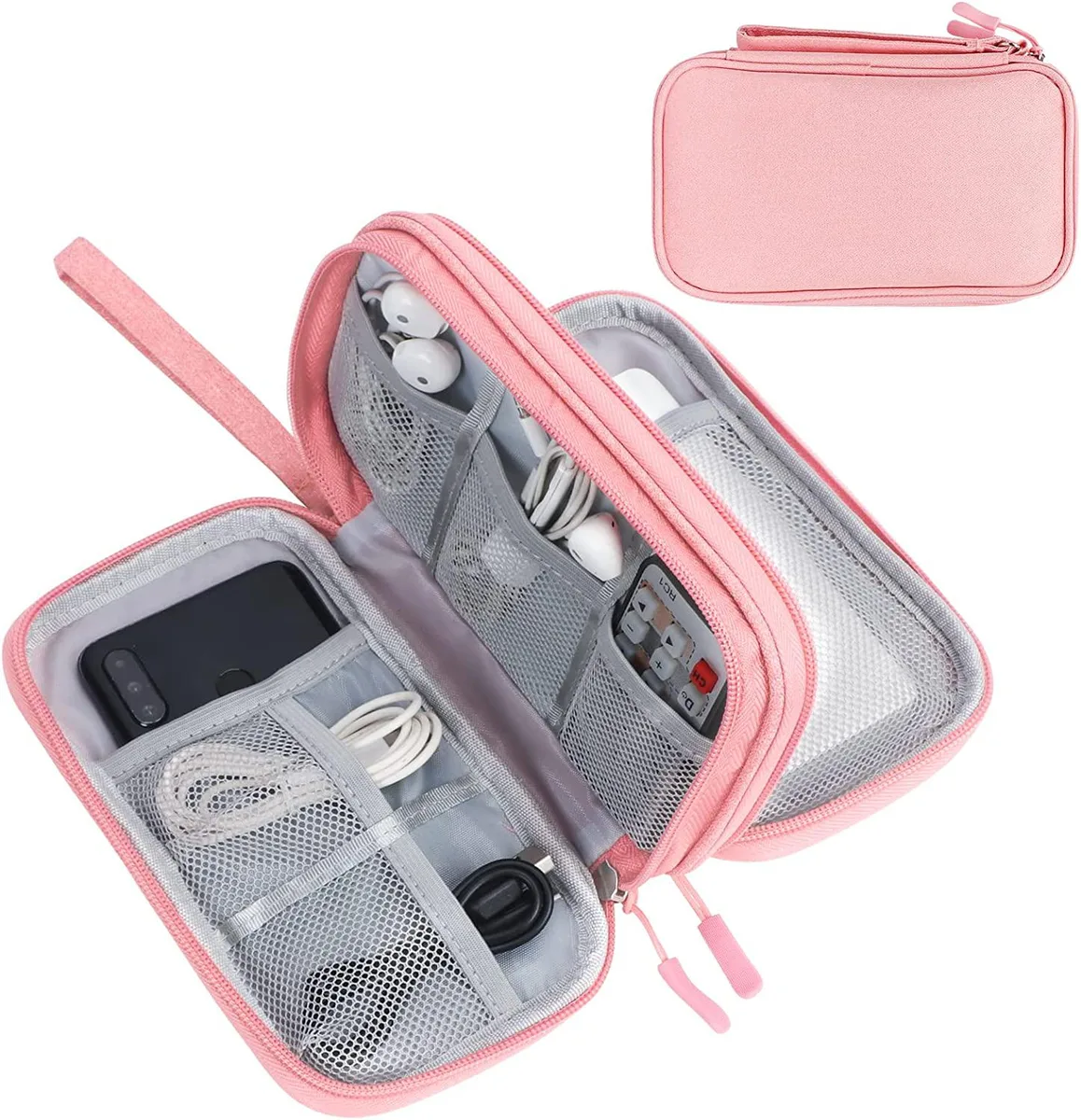 BONAEVER BONAEVER Electronic Organizer Travel Cable Bag Pink — product photo