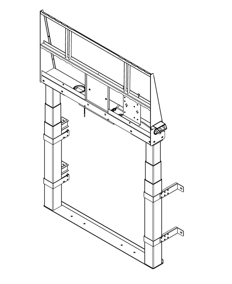 White steel electric height-adjustable wall stand for large displays