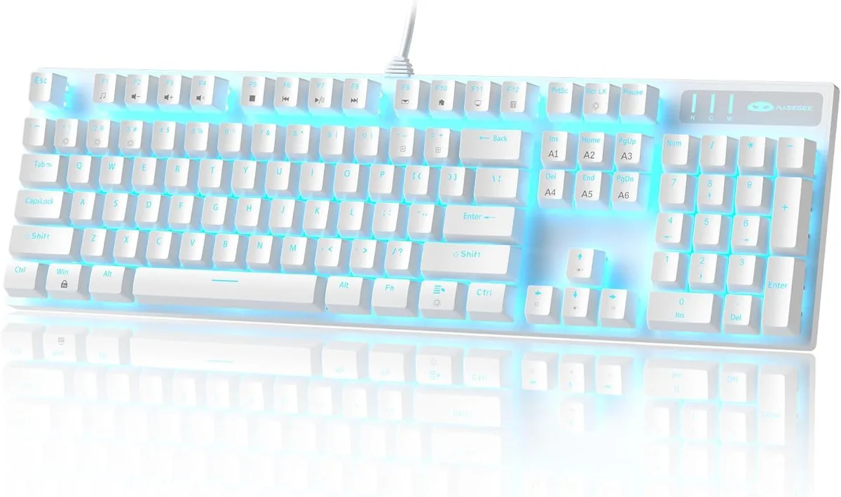 TUKO TUKO Mechanical Gaming Keyboard Blue Switch White 104 Keys — product photo