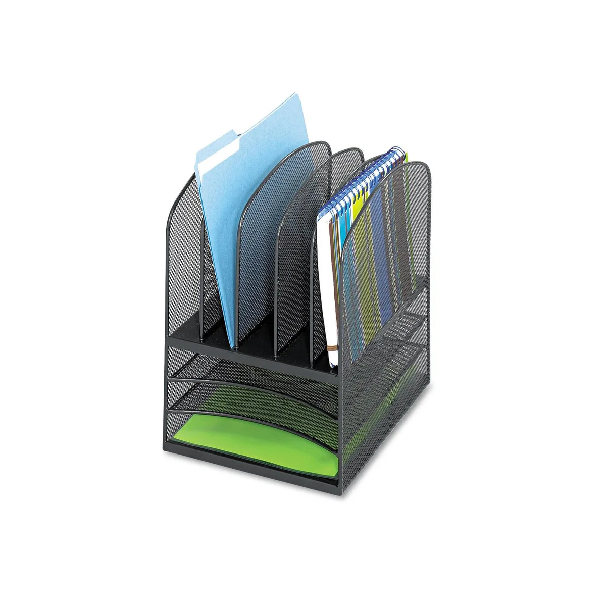 Safco Products Safco Products 3266BL Desktop Organizer Office Furniture 13 x 11.4 x 9.5 Black Steel — product photo