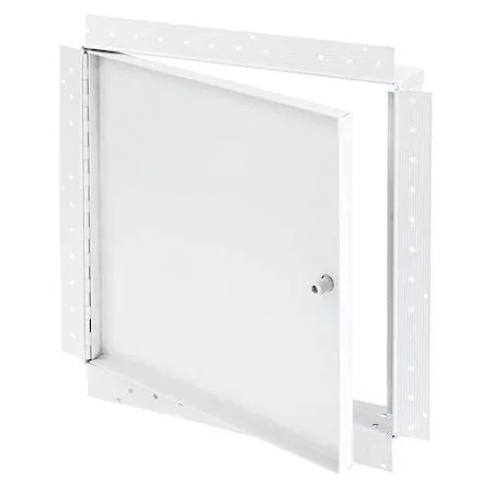 Square white steel access door with recessed panel and piano hinge