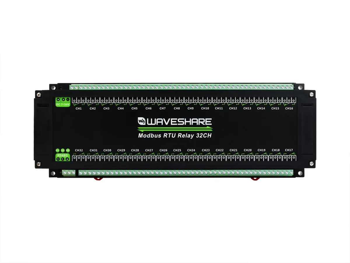 WaveShare WaveShare Modbus RTU 32-Ch Relay Module RS485 Industrial Rail-Mount 2 in 1 accessory — product photo