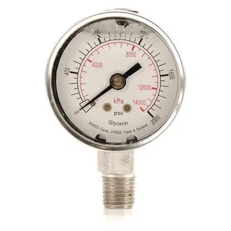 Value Brand Value Brand commercial pressure gauge 0-2000 psi 2 in dial 1/4 in NPT male — product photo