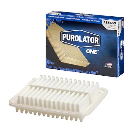 Rectangular pleated air filter with white media and black frame