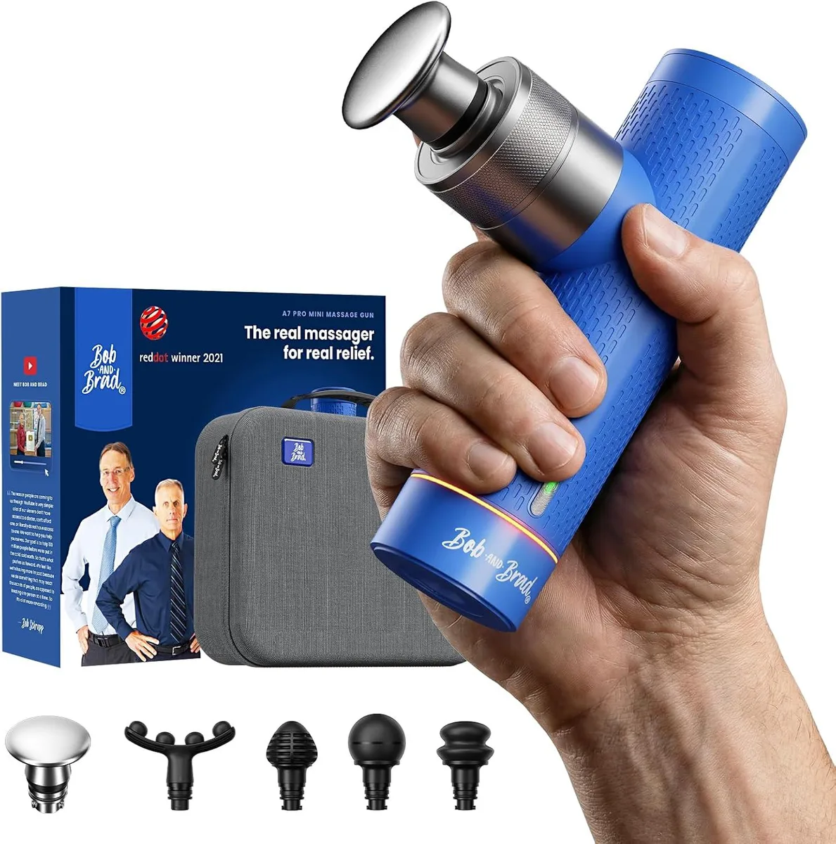 Bob and Brad Bob and Brad A7 Massage Gun Metal Head 11mm Amplitude 1.2lbs Blue — product photo