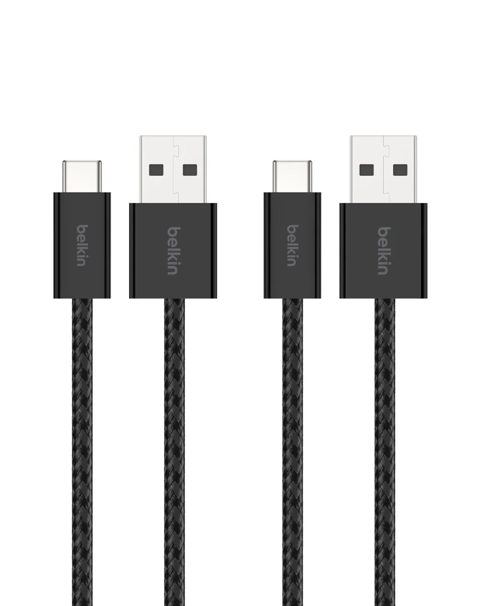  Belkin USB-A to USB-C 15W Braided Cable 2 Pack 3.3ft Black — product photo