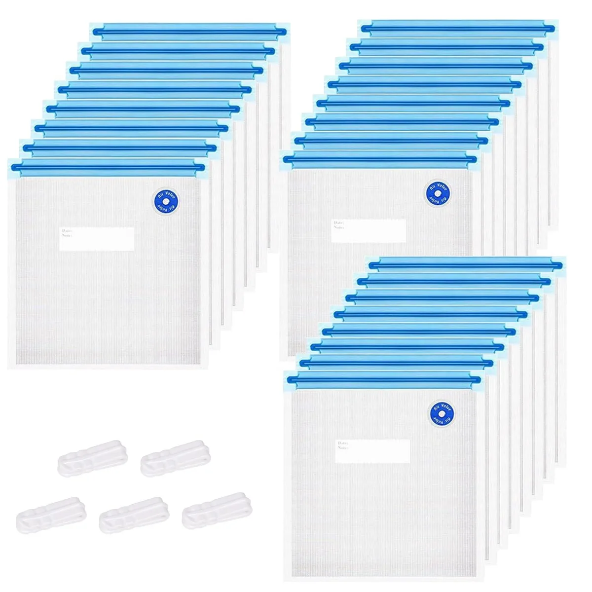  RUDAP Reusable Vacuum Sealer Bags 24 pcs 8×9 10×11 10×13 Blue — product photo