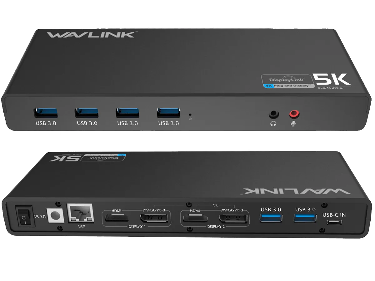 Wavlink Wavlink UG69DK1 docking station, dual 4K, 6 USB 3.0, Gigabit Ethernet — product photo