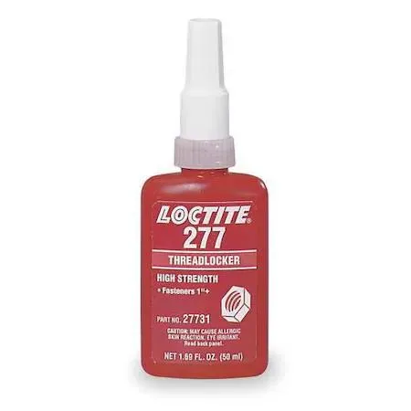 Small red bottle of Loctite 277 threadlocker 10 mL