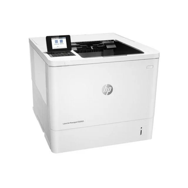 Large white office laser printer with front paper trays and control panel