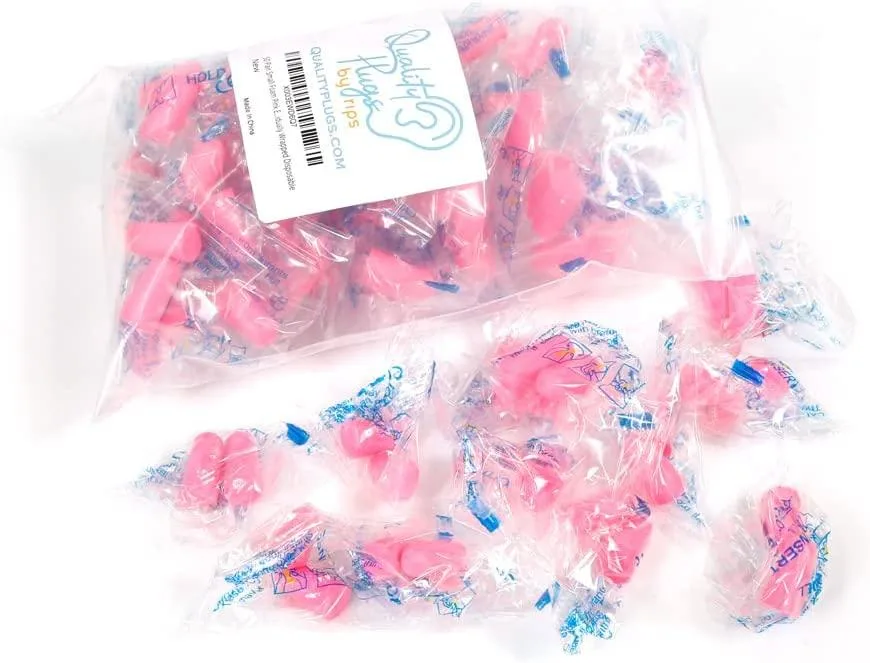 Quality Plugs by Rips Quality Plugs by Rips 50 Pairs Small Foam Ear Plugs 30dB Pink — product photo