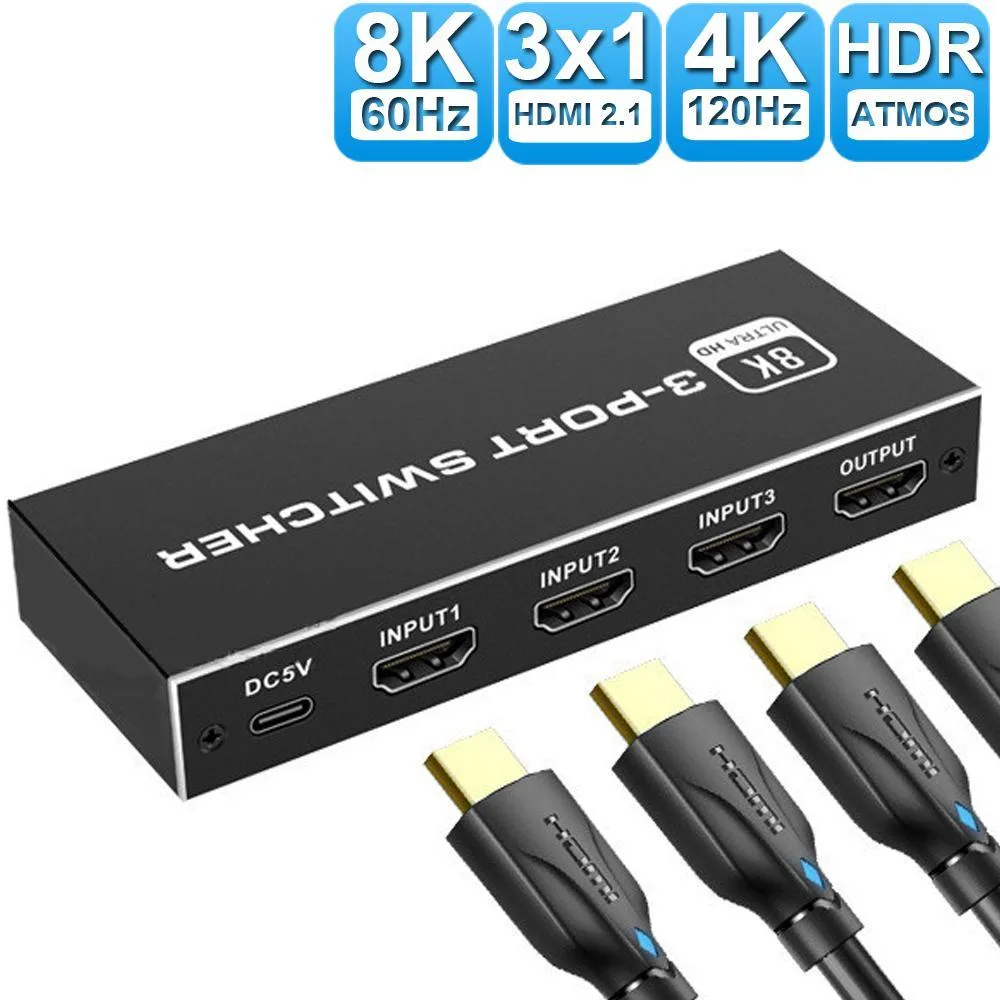 WRIARICH WRIARICH OZ8Q3-3 3-Port HDMI 2.1 Video Switch 8K@60Hz 48Gbps — product photo