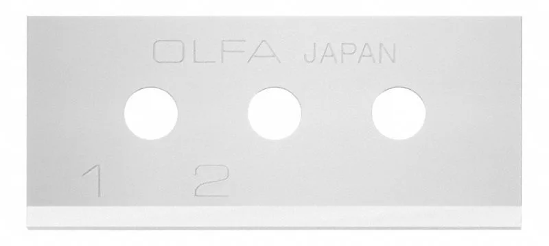 Ten carbon steel utility blades in a clear plastic pack
