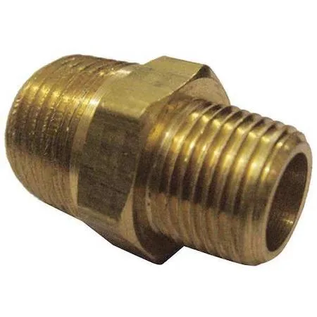 Ten brass hex reducing nipples with male NPT threads