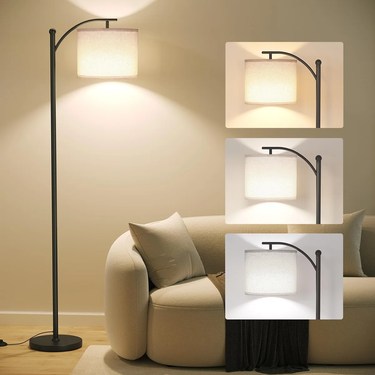 Beige glass rectangular arc shade, 20 by 10 by 50 inches