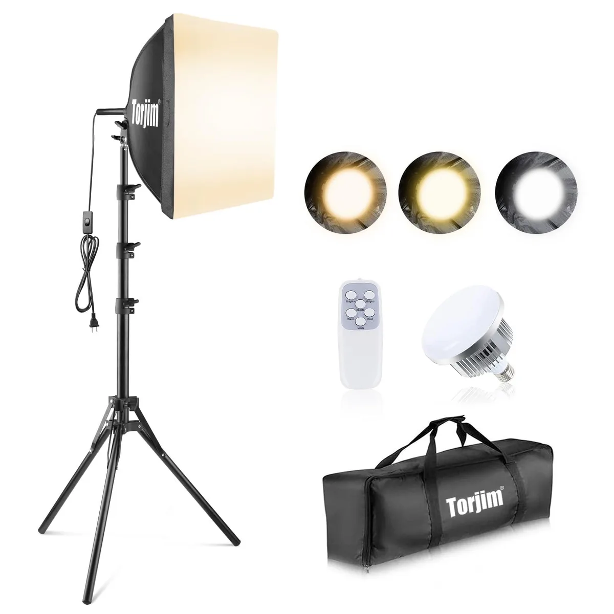Square white softbox on silver aluminium tripod stand