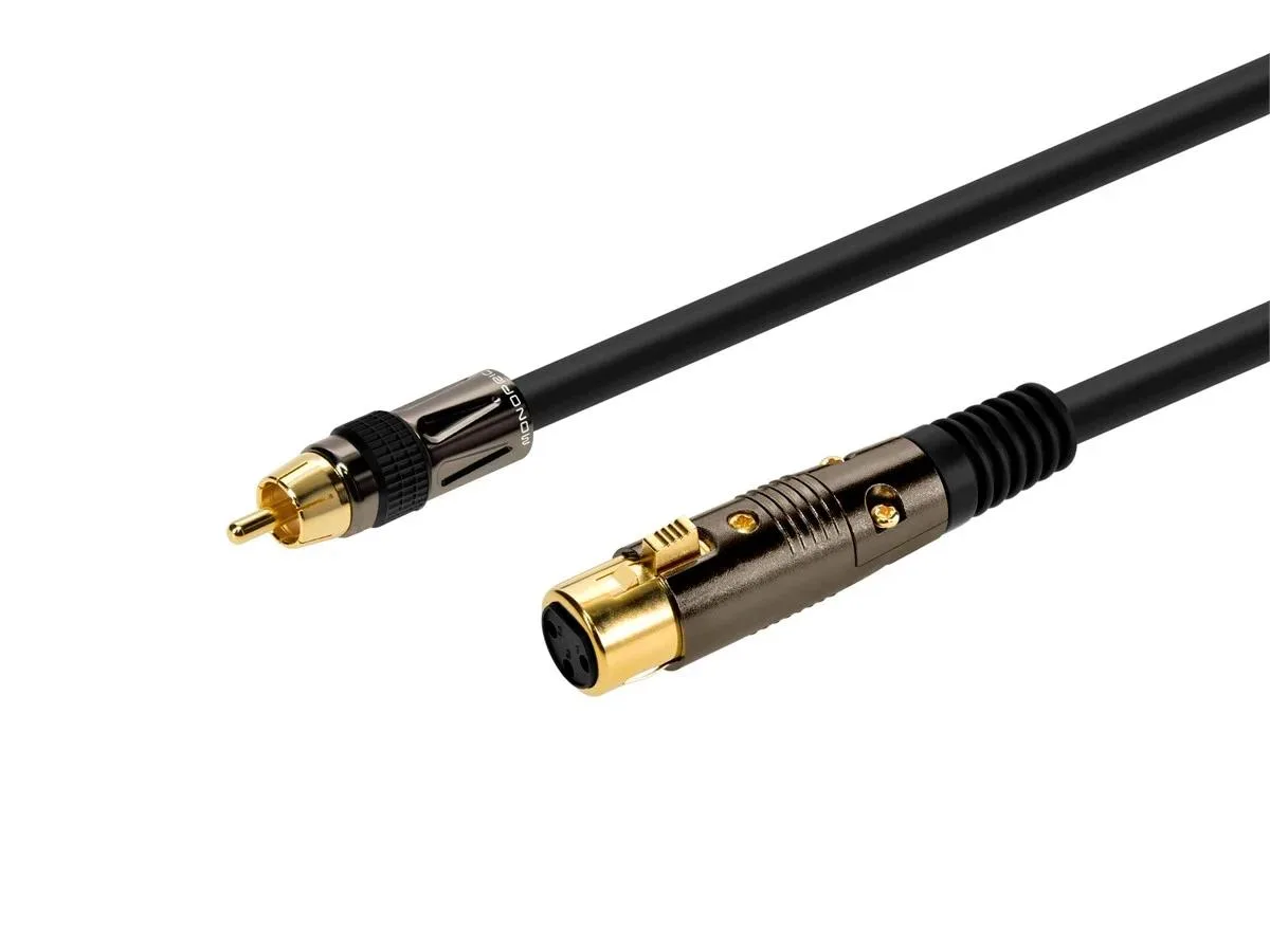 Monoprice Inc. Monoprice 104786 10ft XLR Female to RCA Male 16AWG 97.5% Shielded Gold Plated 2.5mm stereo cable — product photo