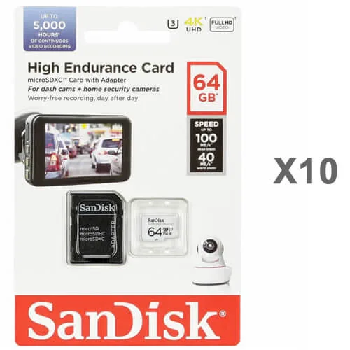 SanDisk SanDisk High Endurance 64GB microSDXC Class 10 10-pack — product photo