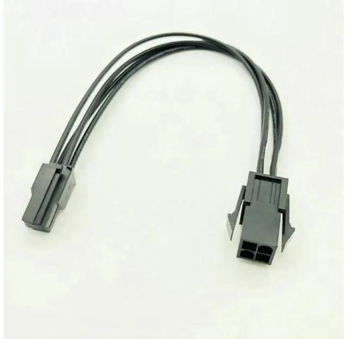 Black 20 cm 4-pin ATX CPU power extension cable with male and female connectors