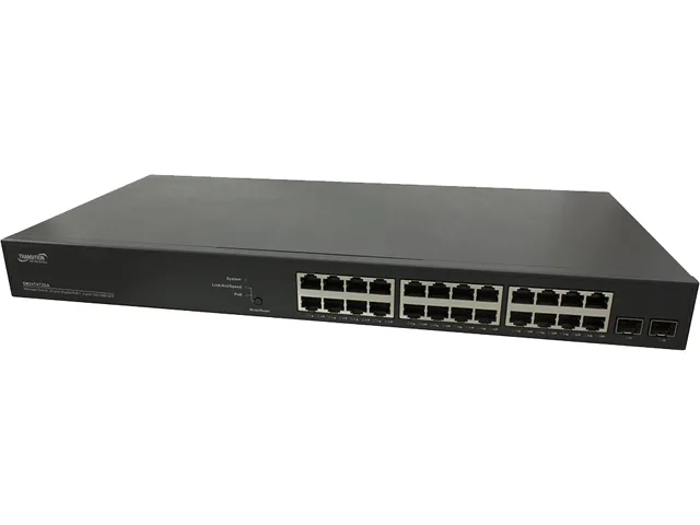 Transition Networks Transition Networks SM24TAT2SA-NA network switch 24 port 10/100/1000 PoE+ 2 SFP — product photo