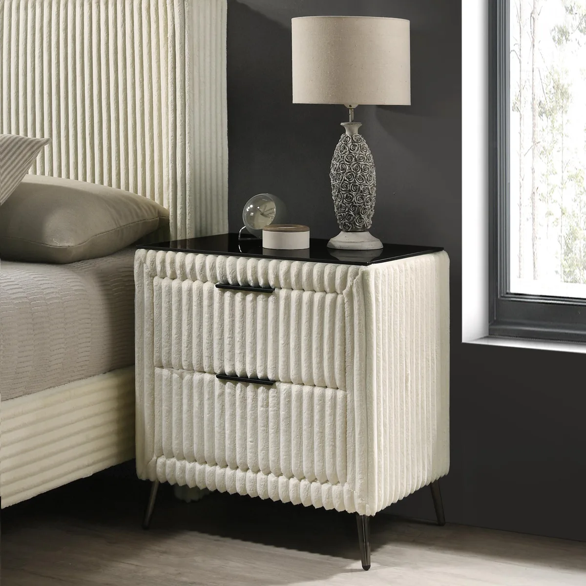 tuphen tuphen Mavela Wide Wale Corduroy Nightstand Cream — product photo
