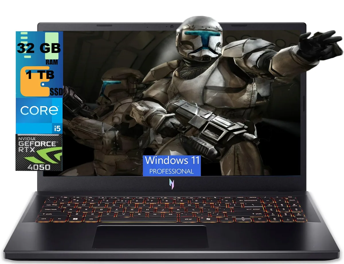 Acer America Acer Nitro V 15 gaming laptop 15.6 FHD 165Hz i5-13420H RTX 4050 32GB DDR5 1TB — product photo