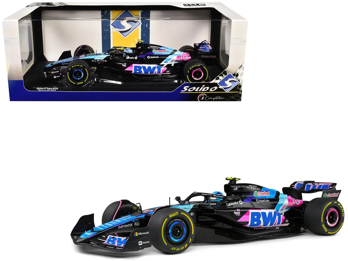 Solido Solido Alpine A524 #10 Pierre Gasly BWT Monaco GP 2024 Competition 1/18 Diecast Car — product photo