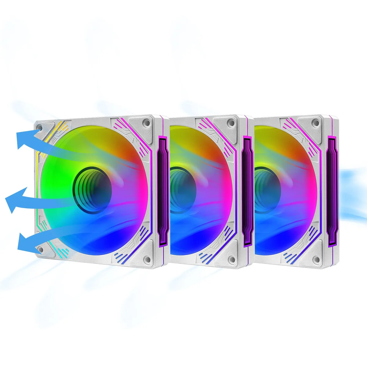 PANO-MOUNTS PANO-MOUNTS 120mm Reverse Airflow ARGB Infinity Mirror White 3-Pack case fan — product photo