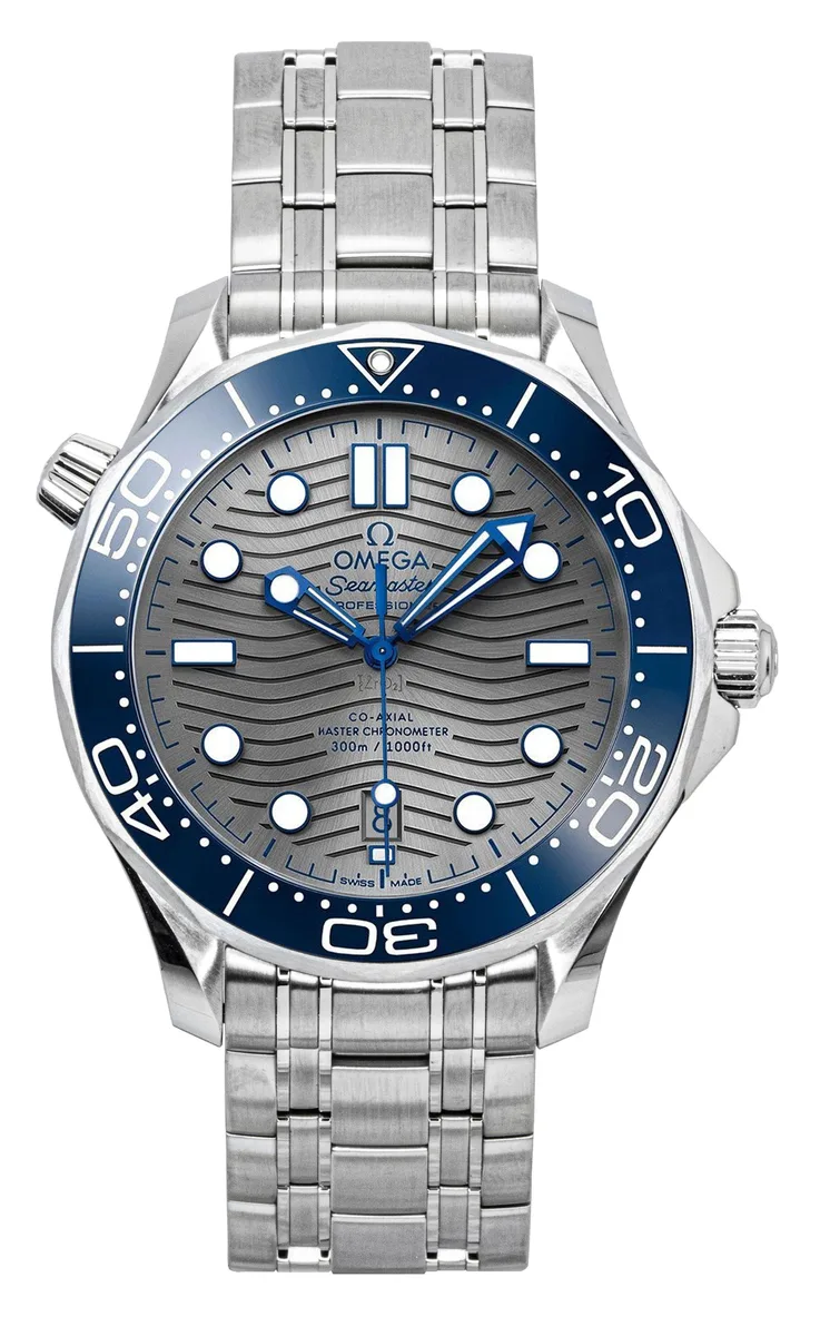 Stainless steel diver watch with grey dial and sapphire crystal
