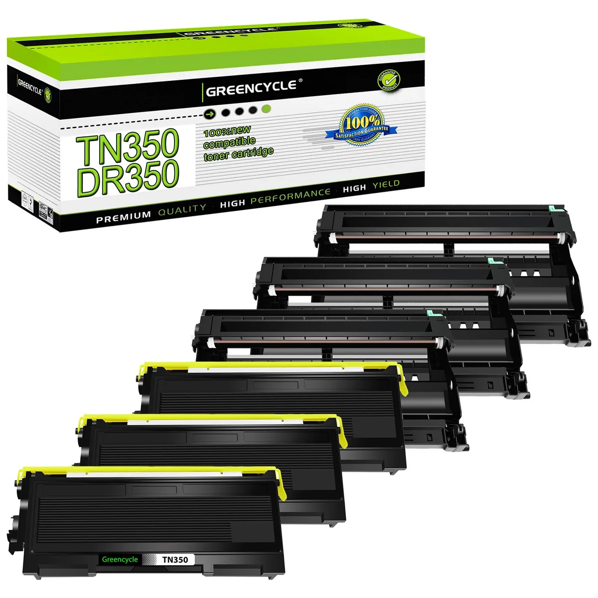 GREENCYCLE GREENCYCLE TN350 DR350 toner cartridge &amp; drum unit set (3 toner, 3 drum) — product photo