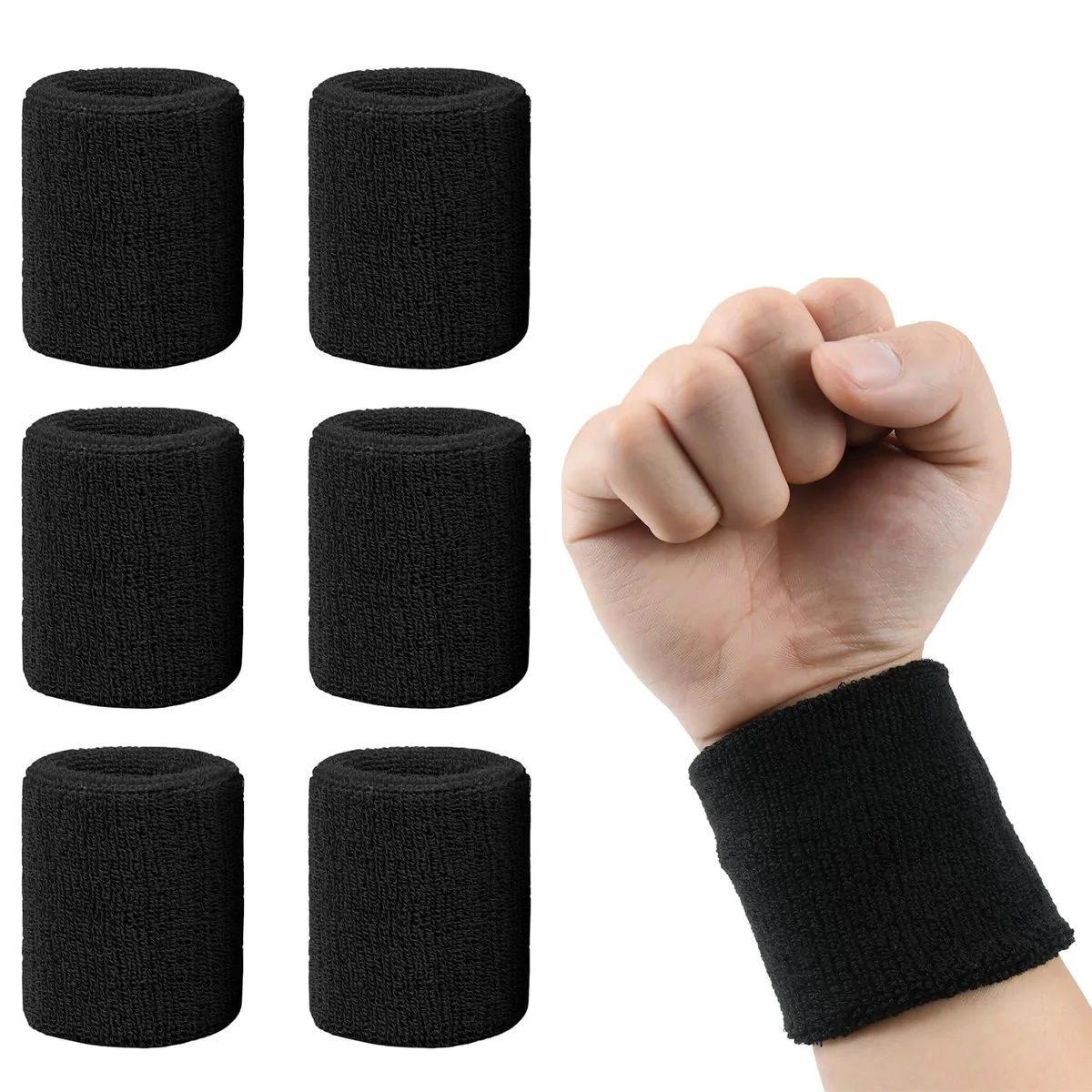  Generic Sweatbands Tennis Wrist 6 Pack Black 15 — product photo