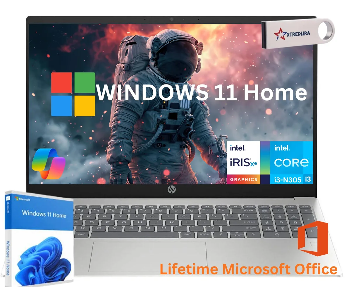 HP HP 15.6" Laptop i3-N305 16GB 256GB SSD Windows 11 Home Silver — product photo